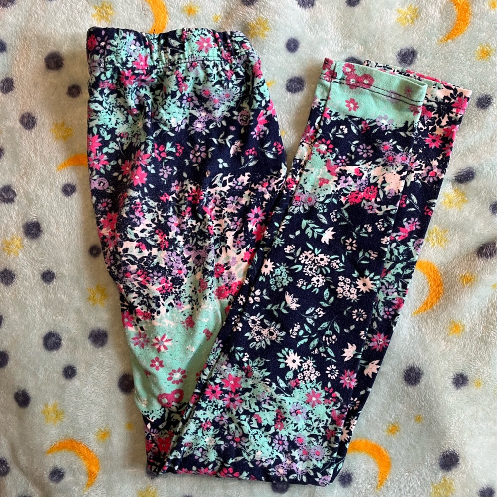 Epic Threads Floral Kids leggings - Pink, Navy and Green